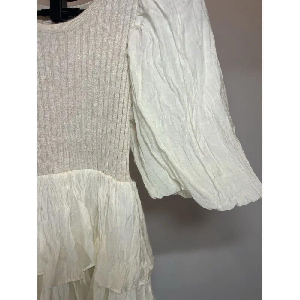 Sofie The Label Cream Babydoll Trapeze Style Tiered Dress- Size Small - Picture 3 of 13